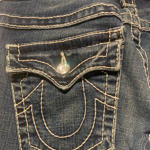 True Religion Ladies Blue Jeans with White Stitching
